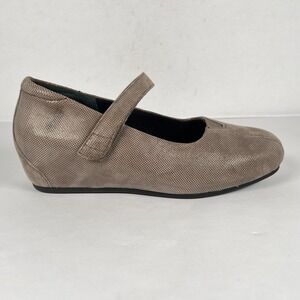 Ziera Shoes Womens Size 36 Wide Taupe Leather Mary Jane Comfort Low Wedge Casual